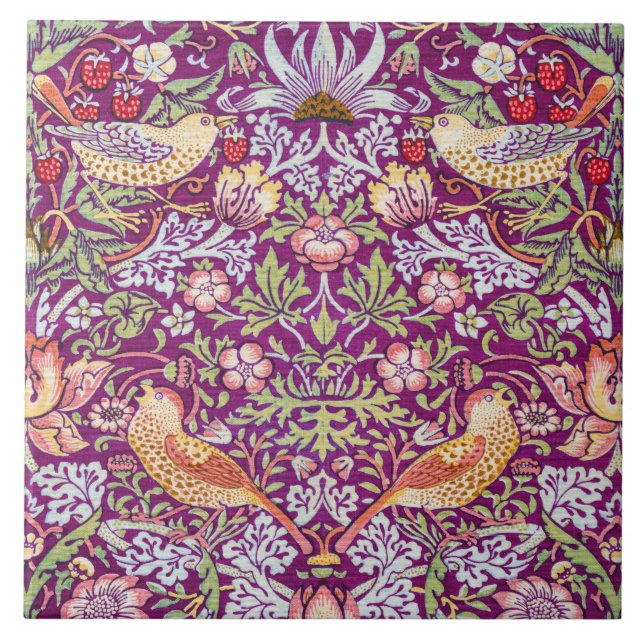 Carreau Strawberry Thief Red, William Morris (Devant)