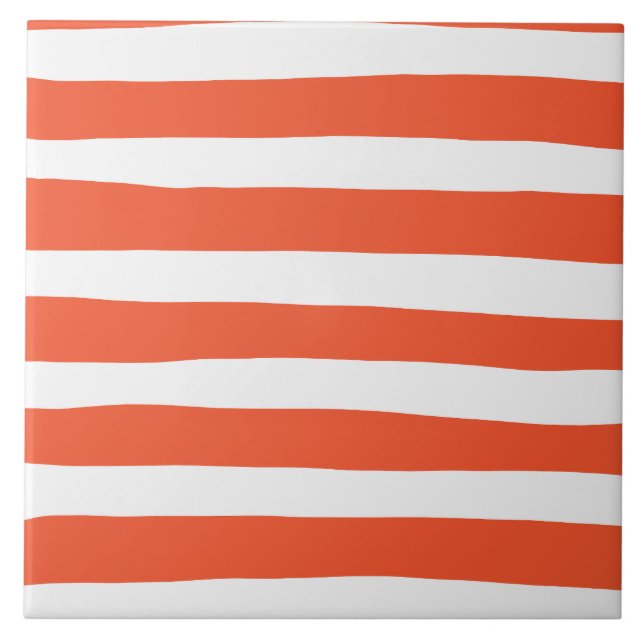 Carreau Stripes inégales - Orange et blanc (Devant)