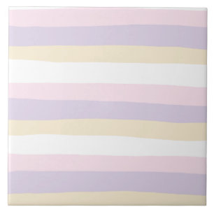 Carreau Stripes inégales - rose pastel, jaune et violet