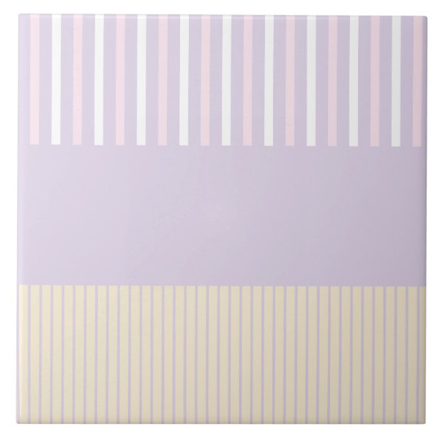 Carreau Stripes Pop Couleur - Rose Pastel, Jaune & Violet (Devant)