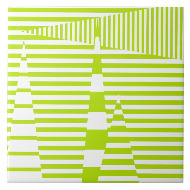 Carreau Stripes sur bandes - Lime vert et blanc (Devant)