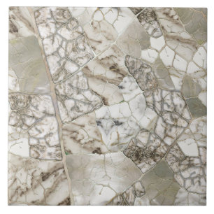 Carreau Structure Marbre blanc et feuille perle