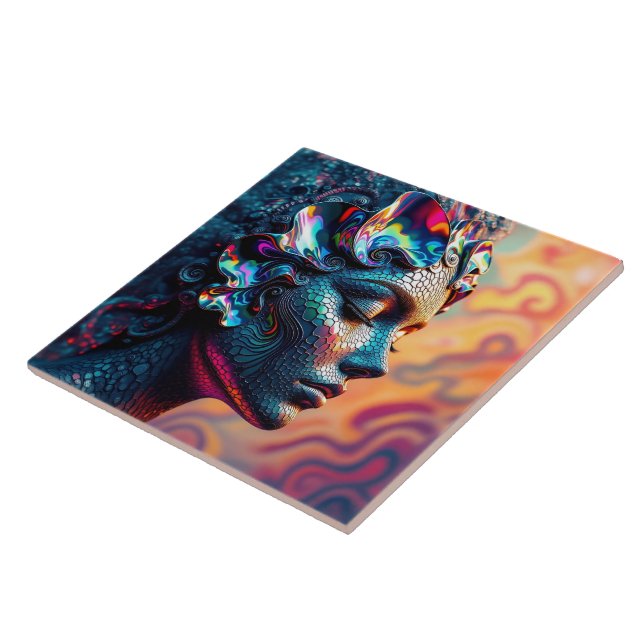 Carreau Stunning Paua Rainbow Abalone Sea Siren Mermaid (Côté)