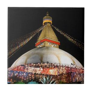 Carreau Stupa Boudhanath, Katmandou la nuit - Népal