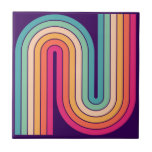 Carreau Style 1970s Arched Stripes Motif géométrique<br><div class="desc">Coloré les années 70 style Vintage rétro Motif géométrique..</div>