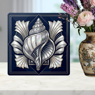 Carreau Style Art Déco Coquillage Argent Mère de Perle