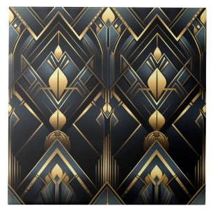 Carreau Style Art Déco noir et or,