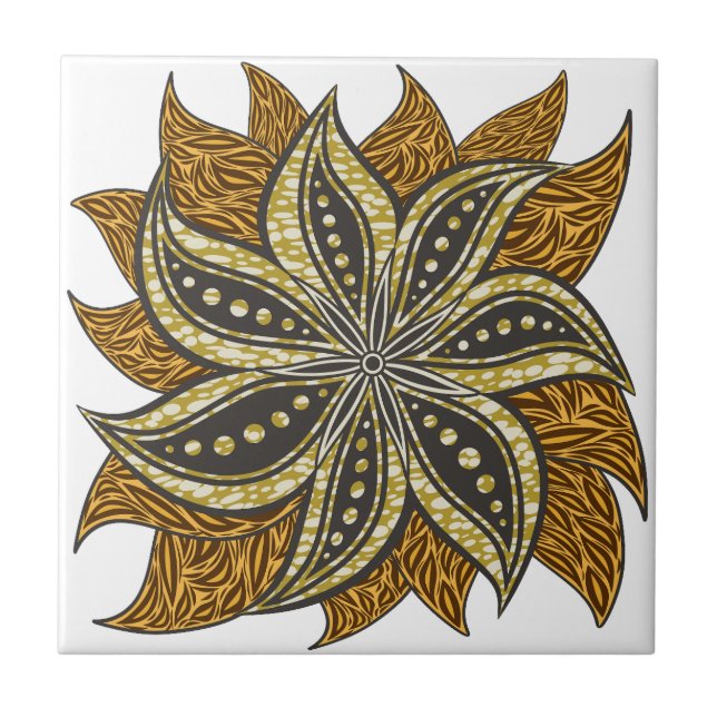 Carreau Style Batik Floral Abstrait africain (Devant)