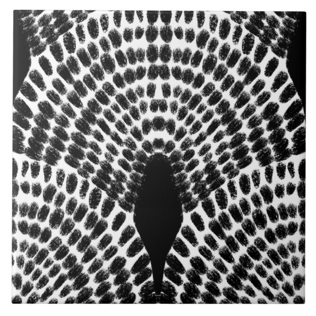 Carreau Style classique en mosaïque noire et blanche peint (Devant)