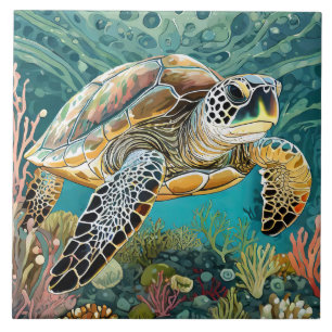 Carreau Style comique Bold Sea Turtle