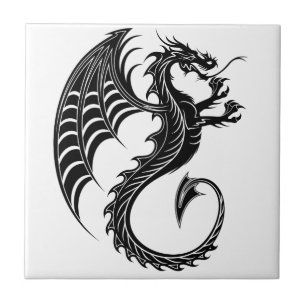 Carreau Style de tatouage en forme de dragon noir