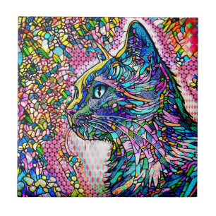 Carreau Style de verre à plusieurs couleurs Chat 706