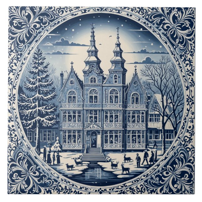 Carreau style delft hiver/Noël 1 (Devant)