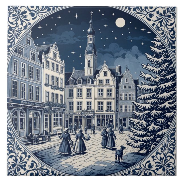 Carreau style Delft hiver/Noël 5 (Devant)