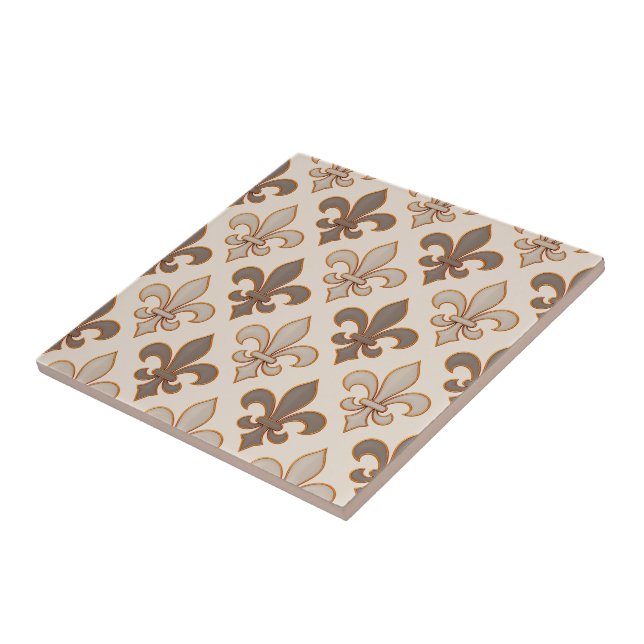 Carreau Style Fleur-de-lis Royale Terre Neutre  (Côté)