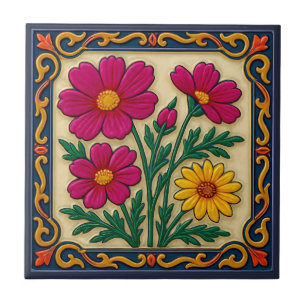 Carreau Style floral brodé de luxe folklorique