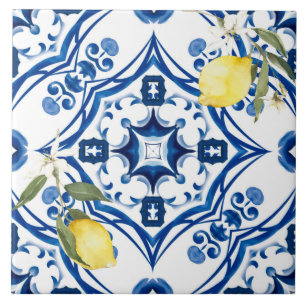 Carreau style italien, méditerranéen, majolica, citron,