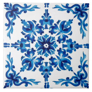 Carreau style italien, méditerranéen, mosaïque, bleu,