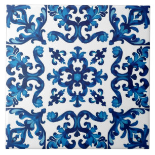 Carreau style italien, méditerranéen, mosaïque, bleu,