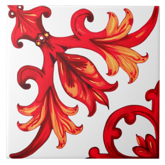 Carreau Style italien, mosaïque, rouge (Devant)