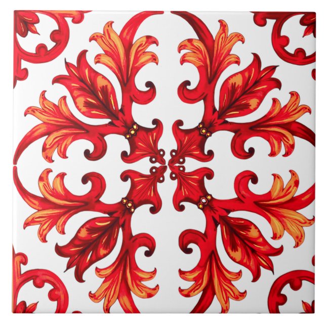 Carreau Style italien, mosaïque, rouge (Devant)