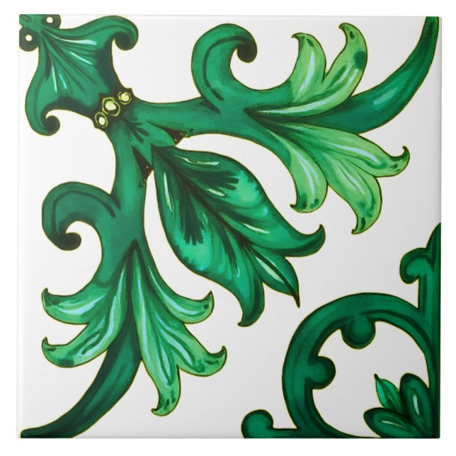 Carreau Style italien, mosaïque, vert (Devant)