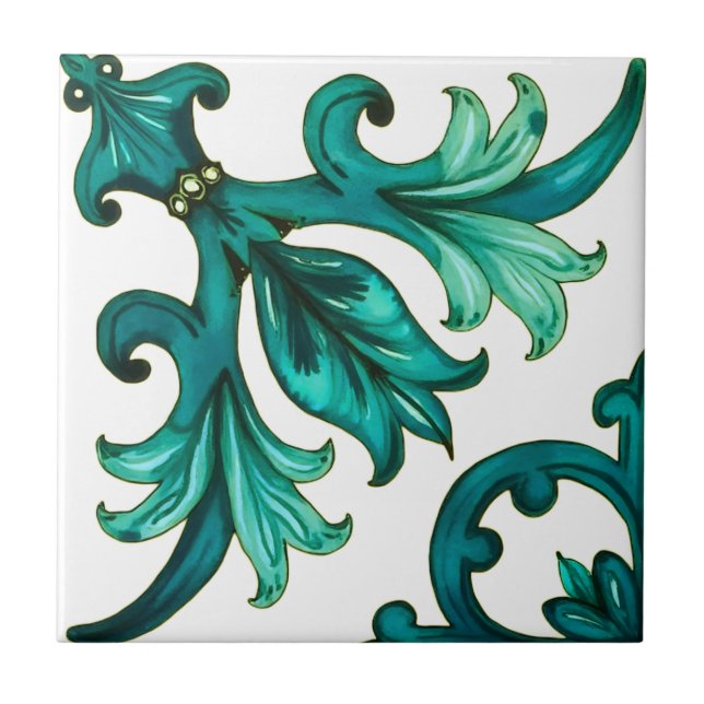 Carreau Style italien, mosaïque, vert (Devant)