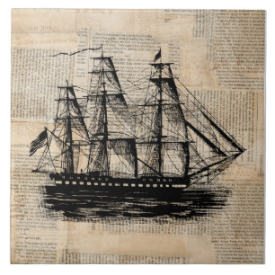 Carreau Style journal Vintage de l'Art de navire à l'ancie