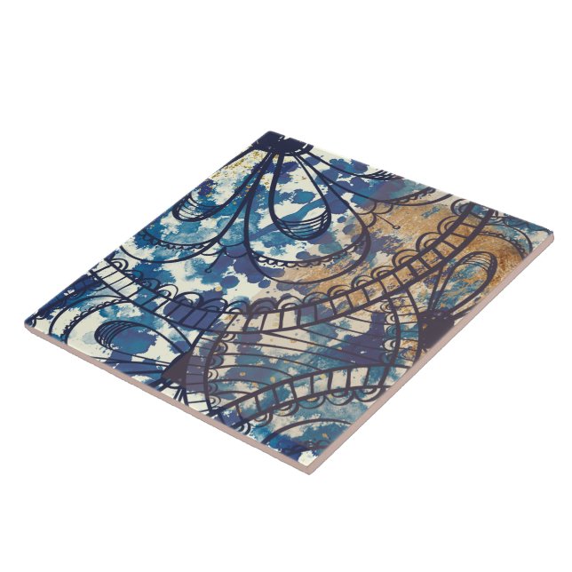 Carreau Style loft à motifs bleu brun (Côté)