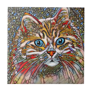Carreau Style mosaïque multicolore Chat 699 art numérique
