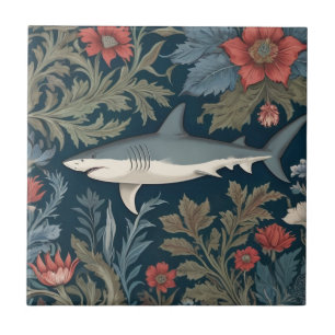 Carreau Style requin William Morris Face gauche face à mer