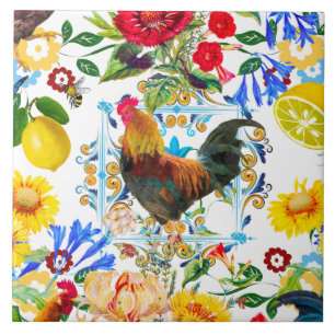 Carreau style sicilien, majolica, citrons