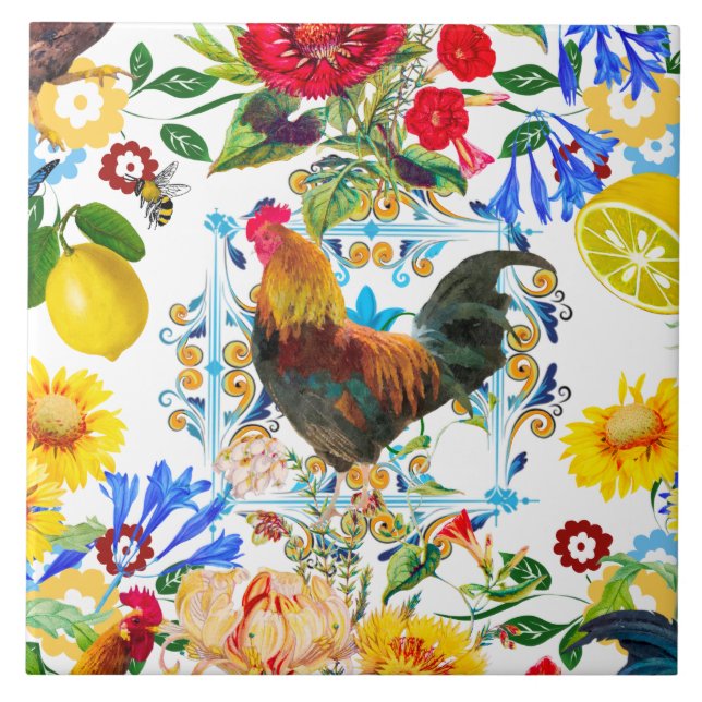 Carreau style sicilien, majolica, citrons                (Devant)