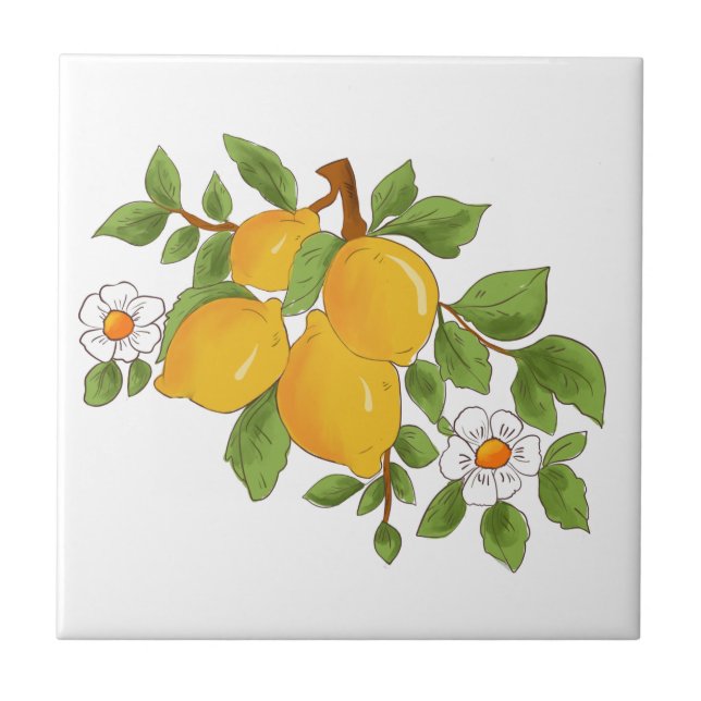 Carreau style sicilien, majolica, citrons            (Devant)