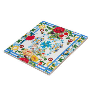 Carreau style sicilien, majolica, citrons