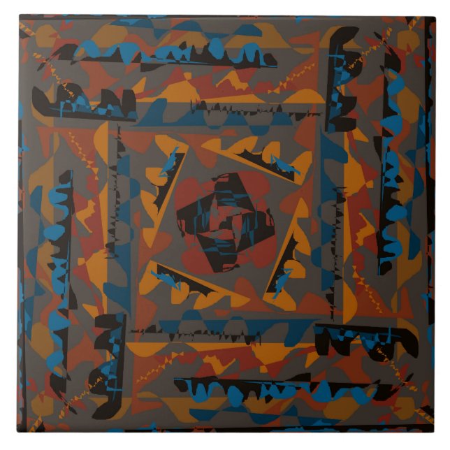 Carreau Style Sud-Ouest Motif Abstrait Jagged Design (Devant)