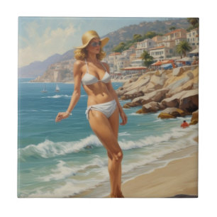 Carreau Style vintage French Riviera Travel Beach Girl