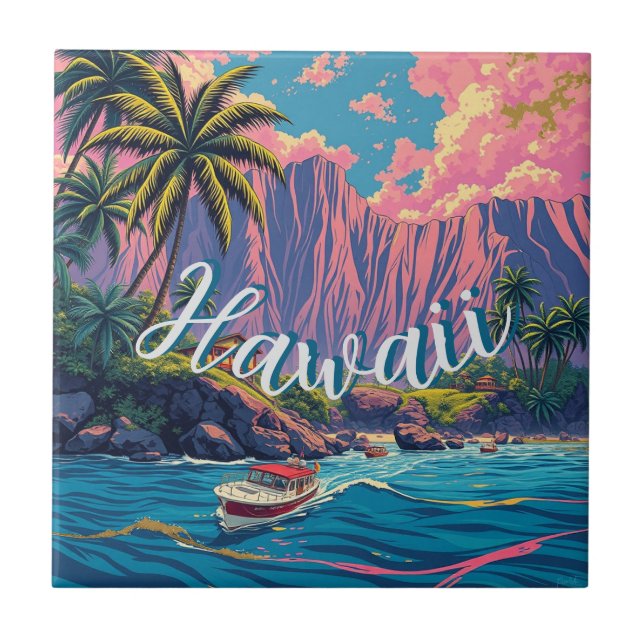 Carreau Style vintage Hawaiian Travel Honolulu Mid-Pacific (Devant)