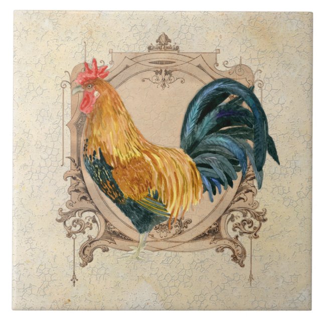 Carreau Style vintage Pays Français Rustique Barne Rooster (Devant)