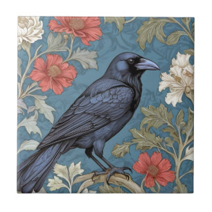 Carreau Style William Morris Face droite Black Crow Bird