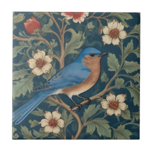 Carreau Style William Morris Face droite Bluebird Bird