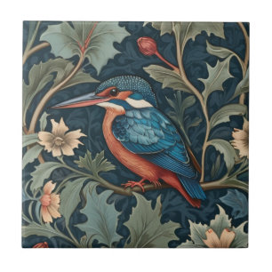 Carreau Style William Morris Face gauche Kingfisher Bird