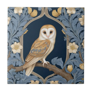 Carreau Style William Morris feutré Face droite Barn Owl