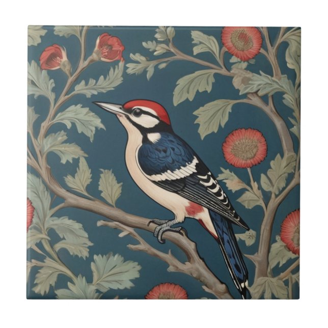 Carreau Style William Morris Grand pic tacheté Bird (Devant)