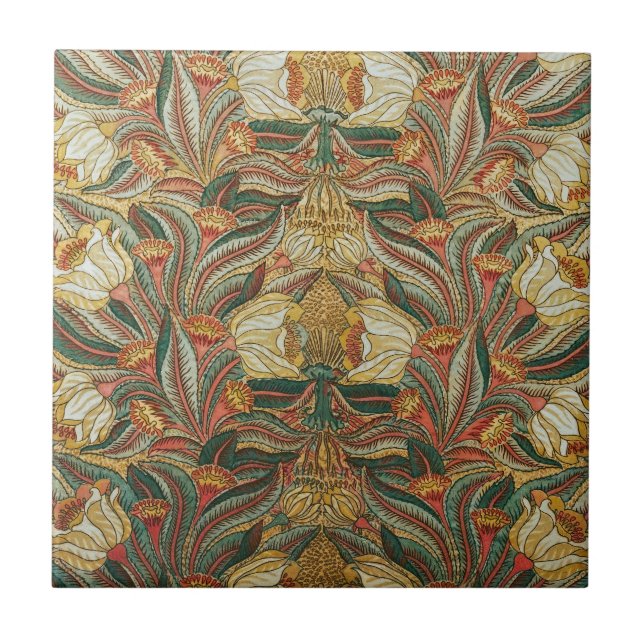 Carreau Style William Morris Rose Vert Botanique (Devant)