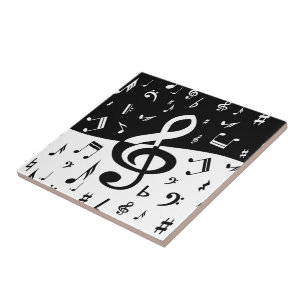 Carreau Stylish Treble Clef Wave Black and White