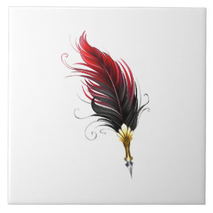 Carreau Stylo rouge en plumes avec nib or