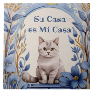 Carreau Su Casa est Ma Maison - Drôle d'Humour de Chat Esp