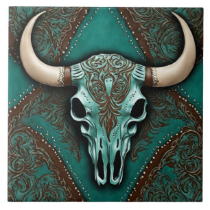 Carreau Sud Brown Turquoise Pays occidental Taureau