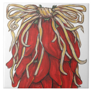 Carreau Sud-Ouest du Chili Chili Ristra Top Tile House #s